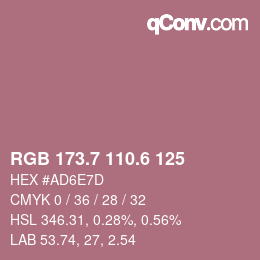 カラーコード: RGB 173.7 110.6 125 | qconv.com