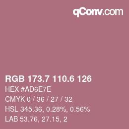 カラーコード: RGB 173.7 110.6 126 | qconv.com