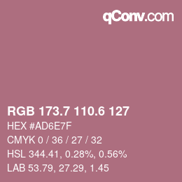 カラーコード: RGB 173.7 110.6 127 | qconv.com