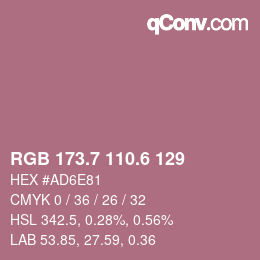 カラーコード: RGB 173.7 110.6 129 | qconv.com
