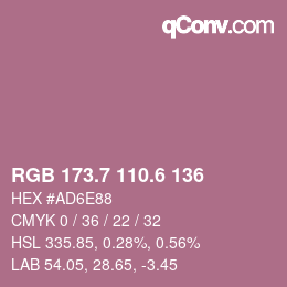 カラーコード: RGB 173.7 110.6 136 | qconv.com