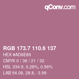 カラーコード: RGB 173.7 110.6 137 | qconv.com