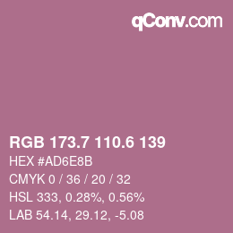 カラーコード: RGB 173.7 110.6 139 | qconv.com