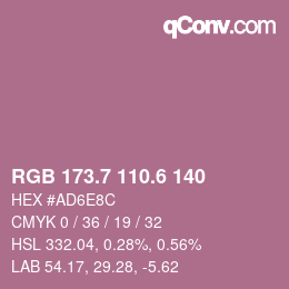 カラーコード: RGB 173.7 110.6 140 | qconv.com