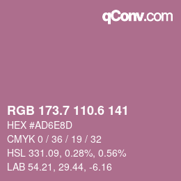 カラーコード: RGB 173.7 110.6 141 | qconv.com