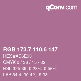 カラーコード: RGB 173.7 110.6 147 | qconv.com