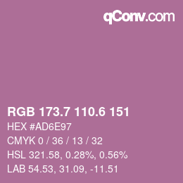 カラーコード: RGB 173.7 110.6 151 | qconv.com