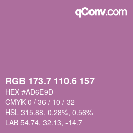 カラーコード: RGB 173.7 110.6 157 | qconv.com
