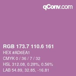 カラーコード: RGB 173.7 110.6 161 | qconv.com