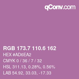 カラーコード: RGB 173.7 110.6 162 | qconv.com