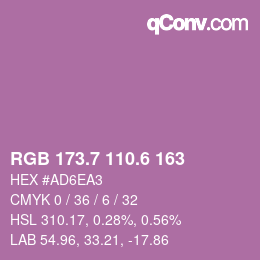 カラーコード: RGB 173.7 110.6 163 | qconv.com