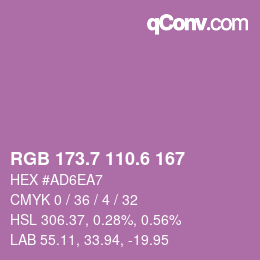カラーコード: RGB 173.7 110.6 167 | qconv.com