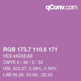 カラーコード: RGB 173.7 110.6 171 | qconv.com