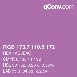 カラーコード: RGB 173.7 110.6 172 | qconv.com
