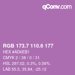 カラーコード: RGB 173.7 110.6 177 | qconv.com