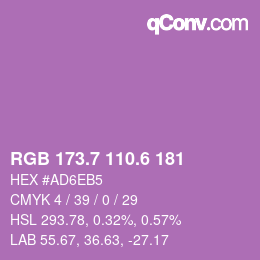 カラーコード: RGB 173.7 110.6 181 | qconv.com