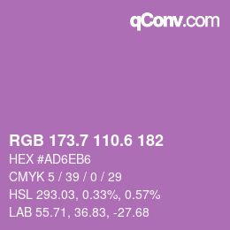 カラーコード: RGB 173.7 110.6 182 | qconv.com