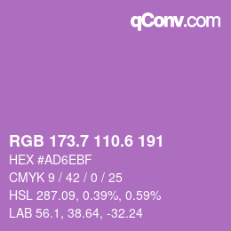 カラーコード: RGB 173.7 110.6 191 | qconv.com