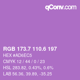 カラーコード: RGB 173.7 110.6 197 | qconv.com