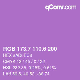 カラーコード: RGB 173.7 110.6 200 | qconv.com