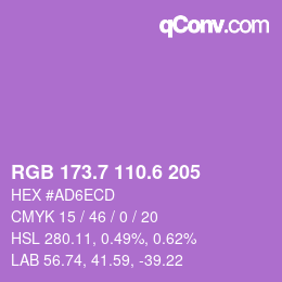 カラーコード: RGB 173.7 110.6 205 | qconv.com
