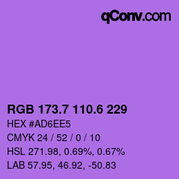 カラーコード: RGB 173.7 110.6 229 | qconv.com