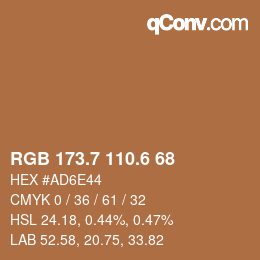 カラーコード: RGB 173.7 110.6 68 | qconv.com