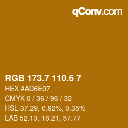 カラーコード: RGB 173.7 110.6 7 | qconv.com