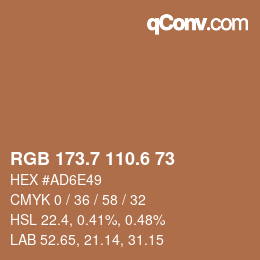 カラーコード: RGB 173.7 110.6 73 | qconv.com