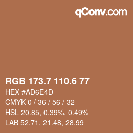 カラーコード: RGB 173.7 110.6 77 | qconv.com