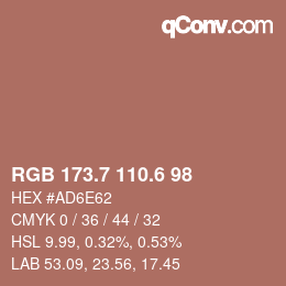カラーコード: RGB 173.7 110.6 98 | qconv.com