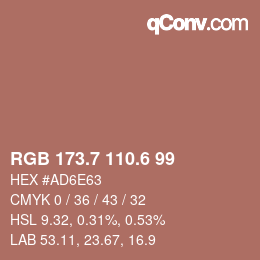 カラーコード: RGB 173.7 110.6 99 | qconv.com