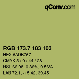 カラーコード: RGB 173.7 183 103 | qconv.com