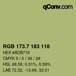 カラーコード: RGB 173.7 183 118 | qconv.com