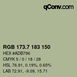 カラーコード: RGB 173.7 183 150 | qconv.com