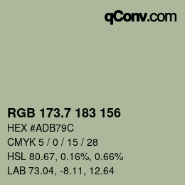 カラーコード: RGB 173.7 183 156 | qconv.com