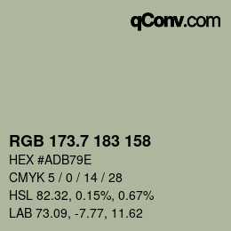 カラーコード: RGB 173.7 183 158 | qconv.com