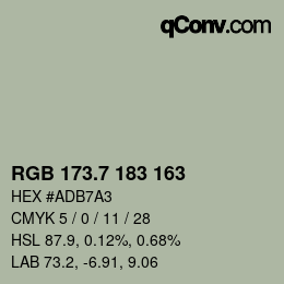 カラーコード: RGB 173.7 183 163 | qconv.com