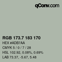 カラーコード: RGB 173.7 183 170 | qconv.com