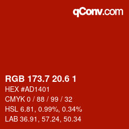 カラーコード: RGB 173.7 20.6 1 | qconv.com