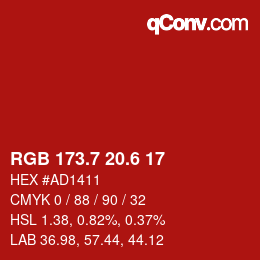 カラーコード: RGB 173.7 20.6 17 | qconv.com
