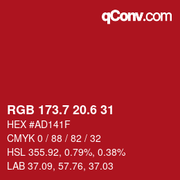 カラーコード: RGB 173.7 20.6 31 | qconv.com