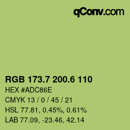 カラーコード: RGB 173.7 200.6 110 | qconv.com