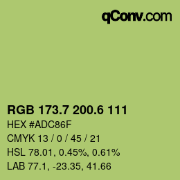 カラーコード: RGB 173.7 200.6 111 | qconv.com