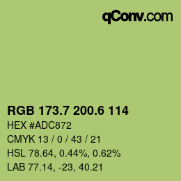 カラーコード: RGB 173.7 200.6 114 | qconv.com