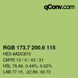 カラーコード: RGB 173.7 200.6 115 | qconv.com