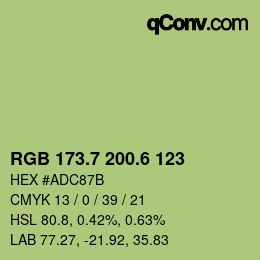 カラーコード: RGB 173.7 200.6 123 | qconv.com