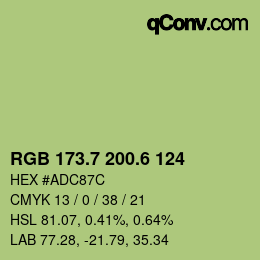 カラーコード: RGB 173.7 200.6 124 | qconv.com