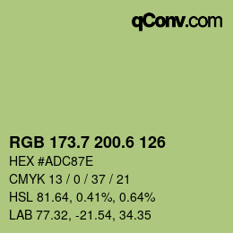 カラーコード: RGB 173.7 200.6 126 | qconv.com