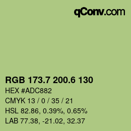 カラーコード: RGB 173.7 200.6 130 | qconv.com